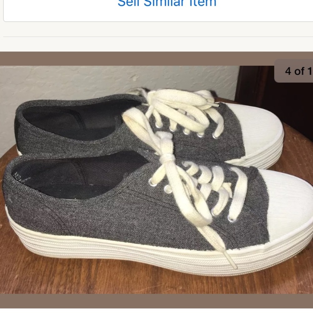 Keds Gray Canvas Double Platform Shell Toe Tennis - image 2